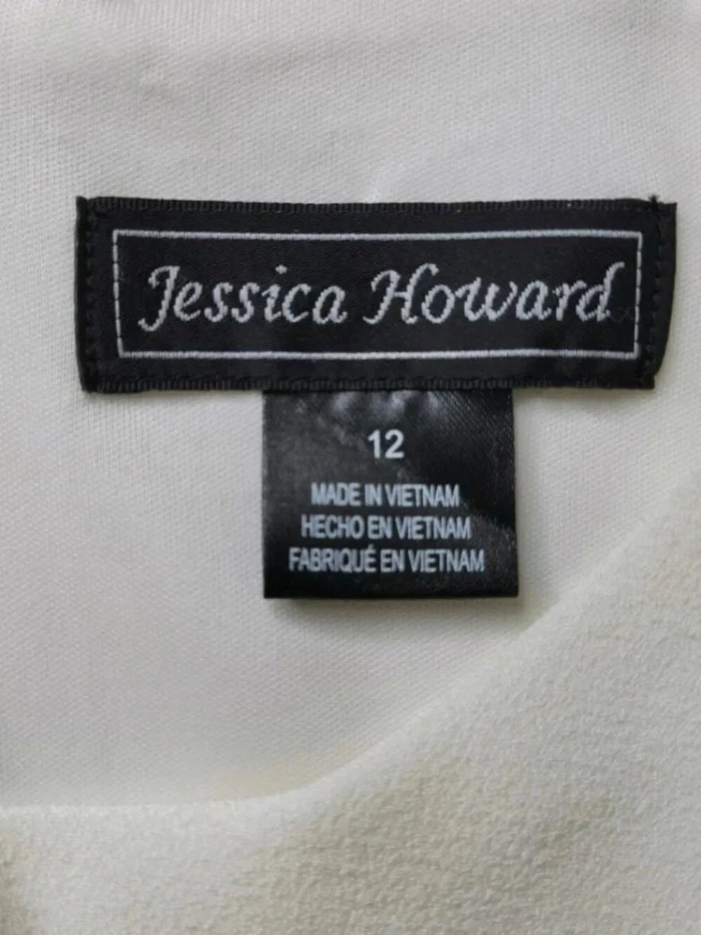 Jessica Howard Shift Dress Size 12 Cream Ruffled Half Sleeve Textured Lined New